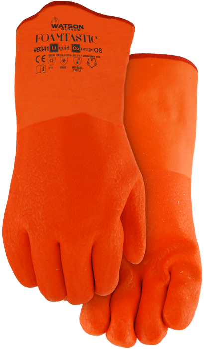 WATSON GLOVES - FOAMTASTIC DOUBLE DIPPED PVC FOAM LINED GAUNTLET CHEMICAL [OS] - 9341