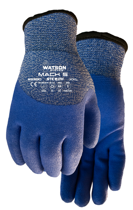 WATSON GLOVES - STEALTH MACH 5 A4 3/4 DIPPED PVC KNIT LINED COATED [XXL] - 9390-XXL