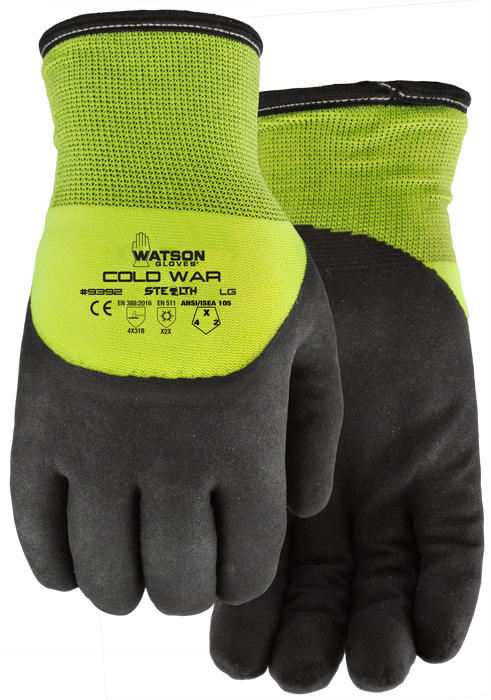 WATSON GLOVES - STEALTH COLD WAR 3/4 DIPPED FOAM NITRILE THERMAL LINED COATED [L] - 9392-L