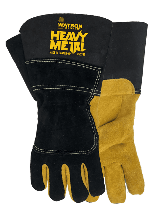 WATSON GLOVES - BLACK VELVET SPLIT ELK BACK FULL REVERSE PALM WELDING C100 LINED [L] - 9533T-L