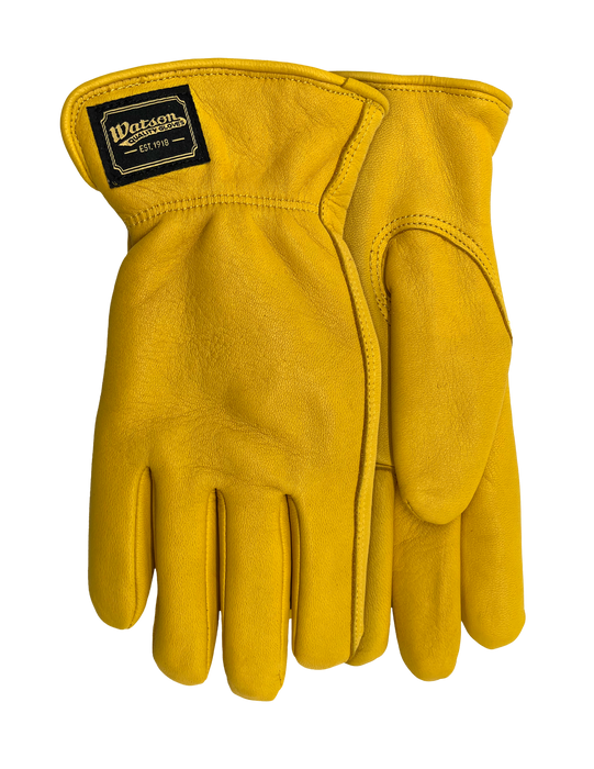WATSON GLOVES - WOMANS RANGE RIDER FULLGRAIN DEER GOLD C40 LINED DRIVER [M] - 9576-M