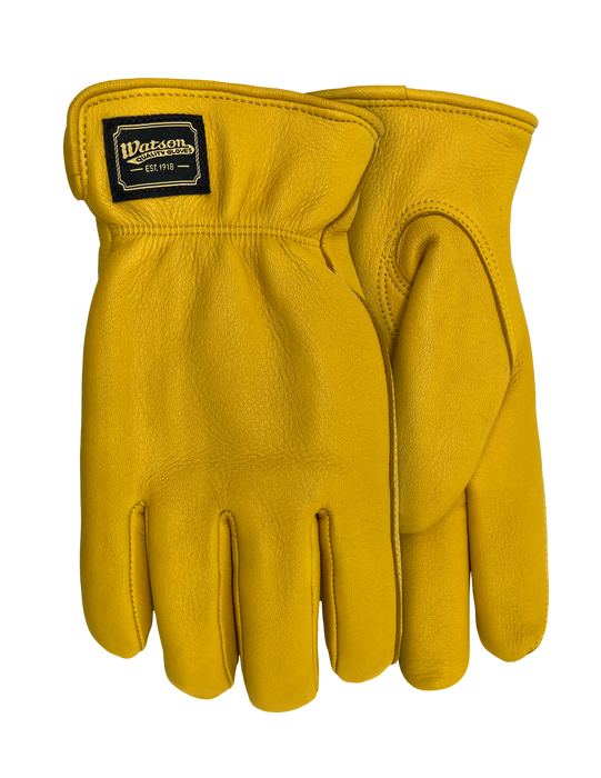 WATSON GLOVES - RANGE RIDER FULLGRAIN DEER GOLD C40 LINED DRIVER [L] - 9577-L