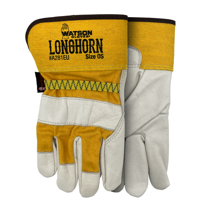 WATSON GLOVES - LONGHORN ECONOMY FULL COW UNLINED PALM COMBO [OS] - A281EU