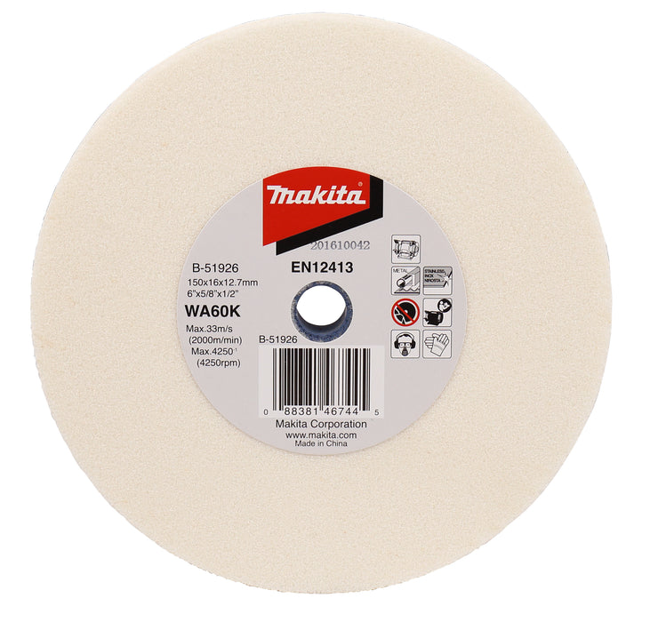 MAKITA - 6" GRINDING WHEEL WA60 F/METAL, STAINLESS - B-51926
