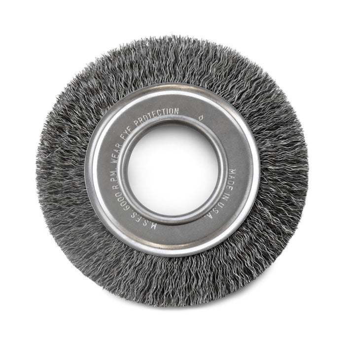 FLEXOVIT - HIGH PERFORMANCE WIRE WHEEL BRUSH/CLAMSHELL .014 CARBON CRIMPED 6X1X5/8,1/2 - C1010P