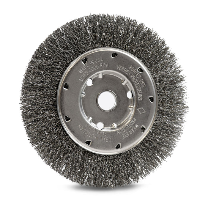 FLEXOVIT - HIGH PERFORMANCE WIRE WHEEL BRUSH/CLAMSHELL .014 CARBON CRIMPED 8X1X5/8,1/2 - C1030P