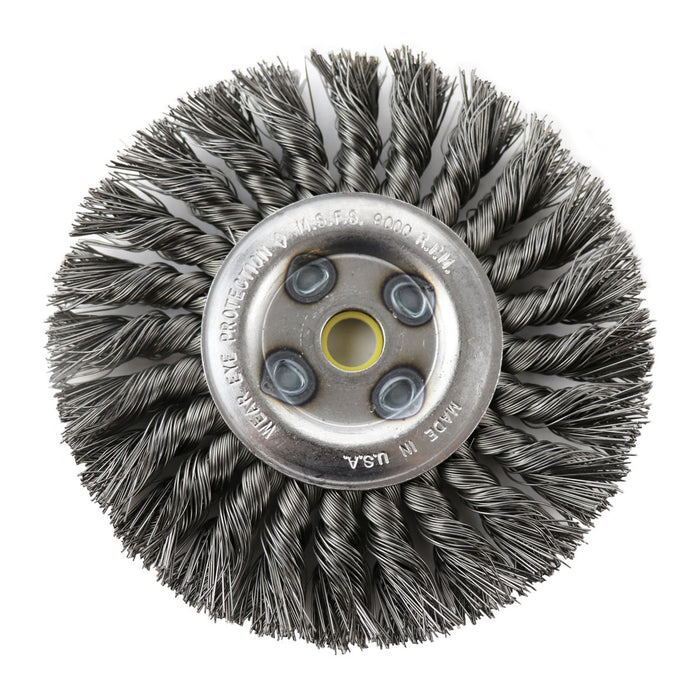 FLEXOVIT - 6"X5/8"X5/8",1/2" .020 CARBON WIRE WHEEL BRUSH - C1080