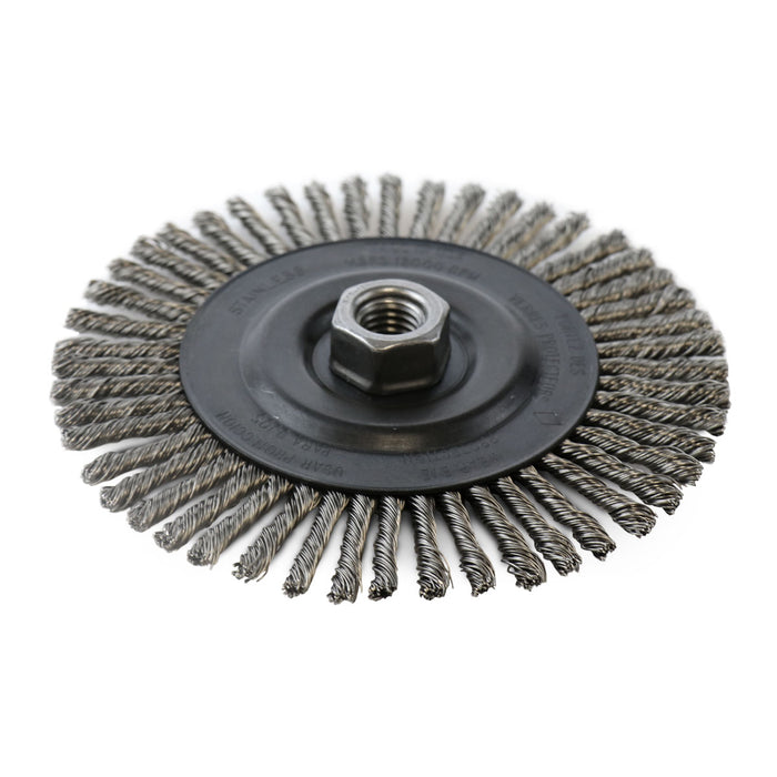FLEXOVIT - 6-1/2"X1/4"X5/8-11 .020 STAINLESS WIRE WHEEL BRUSH - C1120