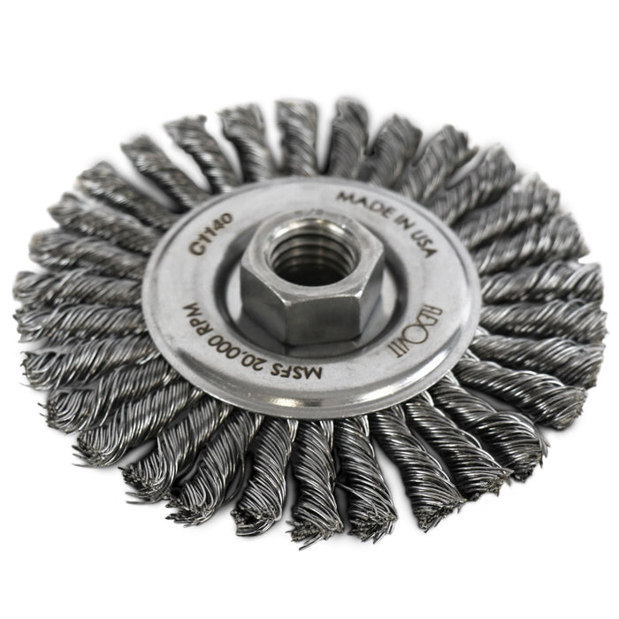 FLEXOVIT - 4"X1/4"XM14-2.0 .020 CARBON WIRE WHEEL BRUSH - C1140
