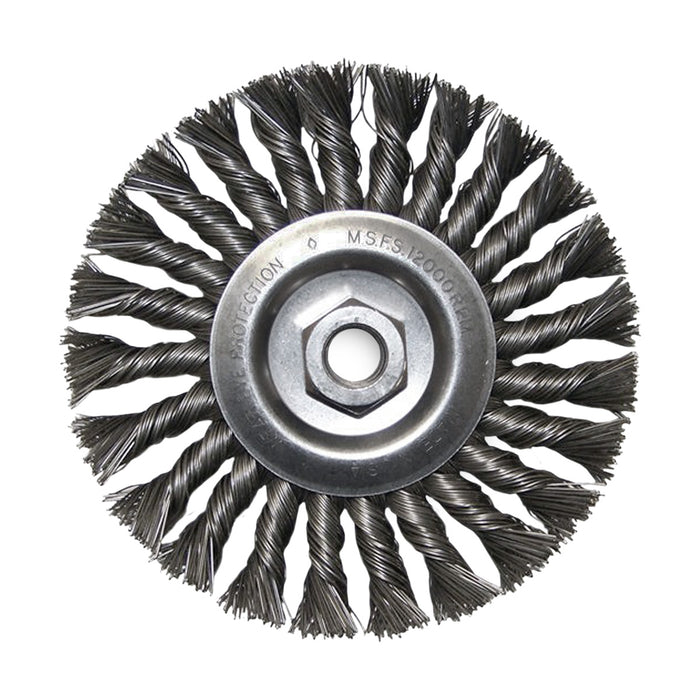FLEXOVIT - 4"X3/8"X5/8-11 .020 CARBON WIRE WHEEL BRUSH - C1255