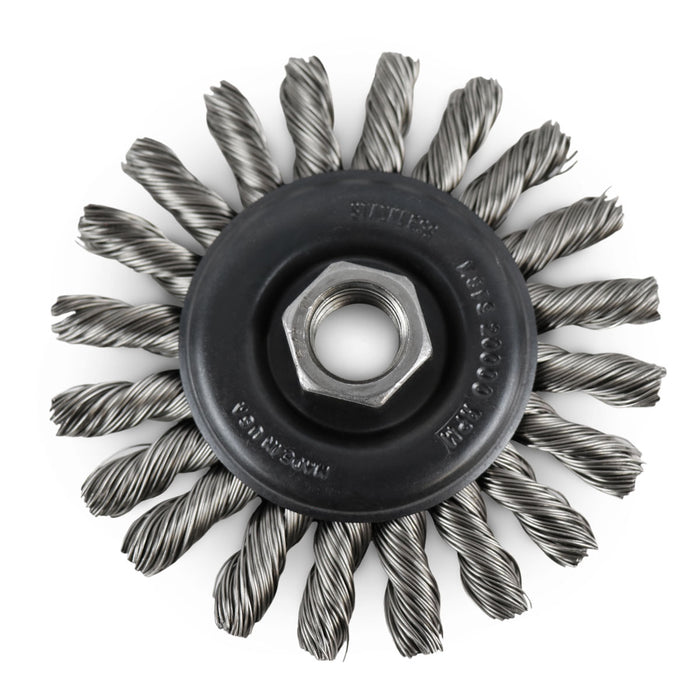 FLEXOVIT - 4"X3/8"X5/8-11 .020 STAINLESS WIRE WHEEL BRUSH - C1265