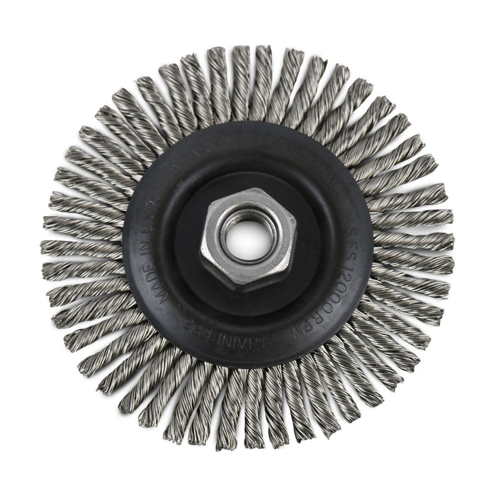 FLEXOVIT - 5"X1/4"X5/8-11 .020 STAINLESS WIRE WHEEL BRUSH - C1275