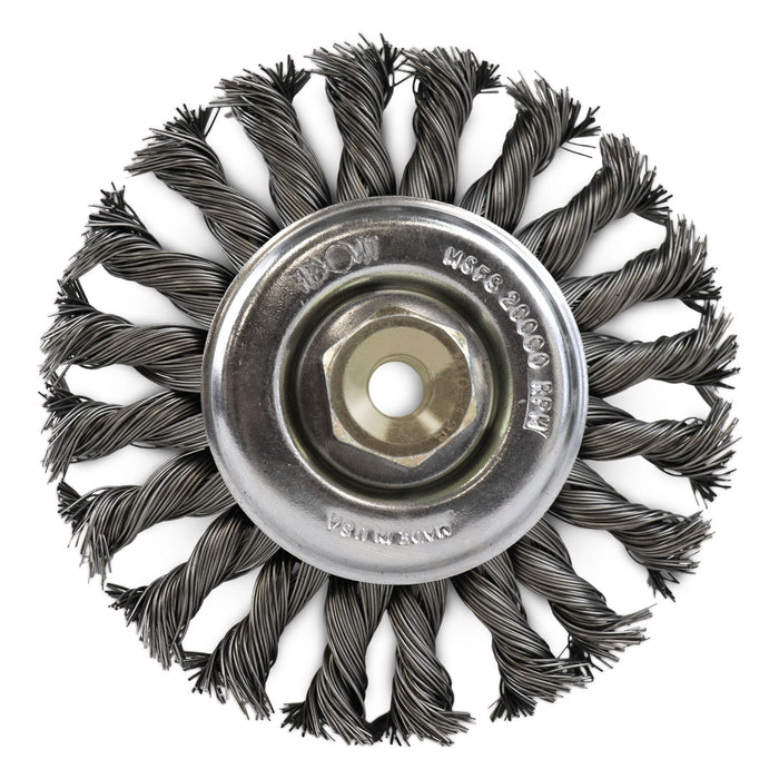 FLEXOVIT - 4"X3/8"XM10-1.25 .020 CARBON WIRE WHEEL BRUSH - C1300