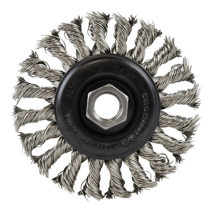 FLEXOVIT - 4"X3/8"X5/8-11 .020 STAINLESS WIRE WHEEL BRUSH - C1380