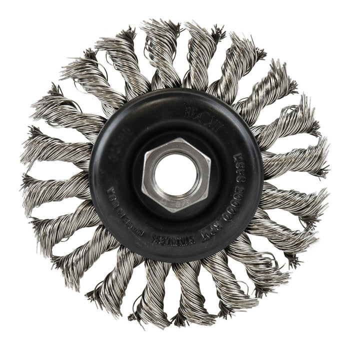FLEXOVIT - 4"X3/8"X1/2-13 .020 STAINLESS WIRE WHEEL BRUSH - C1420