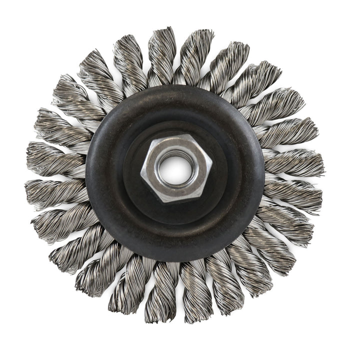FLEXOVIT - 5"X3/8"X5/8-11 .020 STAINLESS WIRE WHEEL BRUSH - C1435