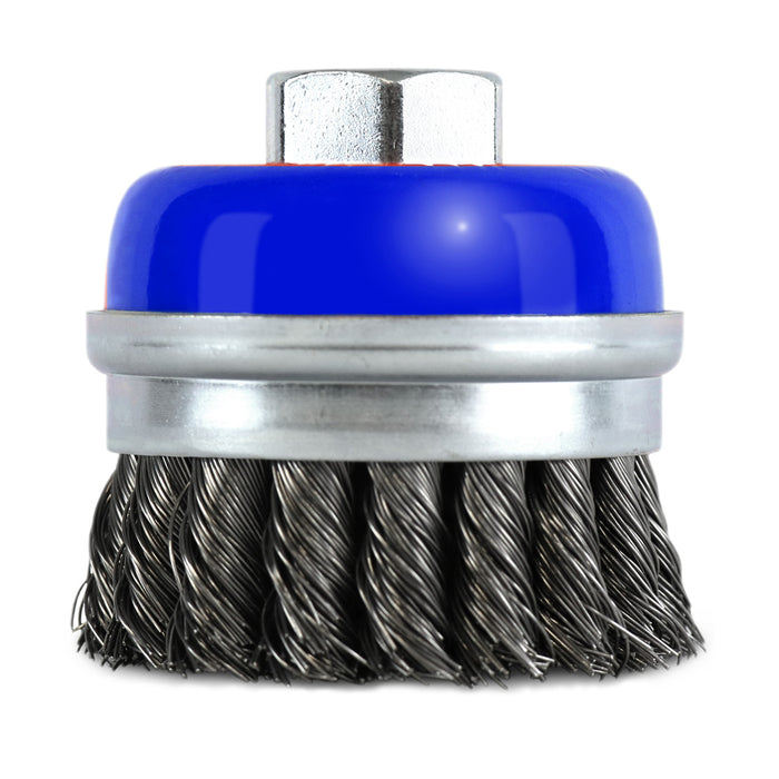 FLEXOVIT - HIGH PERFORMANCE WIRE CUP BRUSH/CLAMSHELL .020 CARBON KNOTTED 4X5/8-11 - C1630P