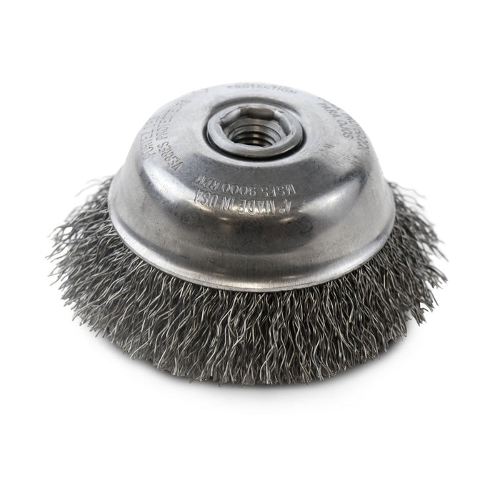 FLEXOVIT - HIGH PERFORMANCE WIRE CUP BRUSH/CLAMSHELL .020 CARBON CRIMPED 4X5/8-11 - C1800P