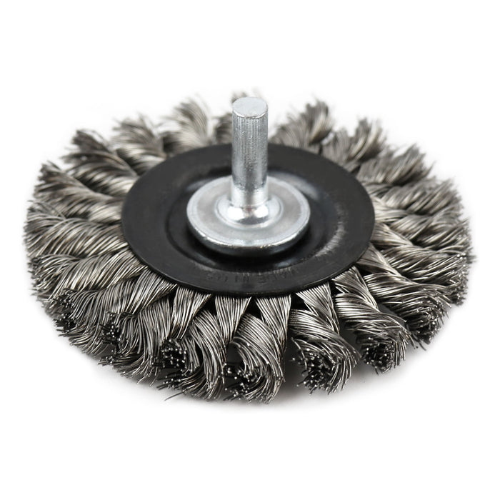 FLEXOVIT - 3"X7/16"X1/4"  SHANK .014 STAINLESS WIRE WHEEL BRUSH - C2140