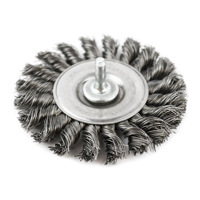 FLEXOVIT - 4"X5/8"X1/4"  SHANK .020 CARBON WIRE WHEEL BRUSH - C2220