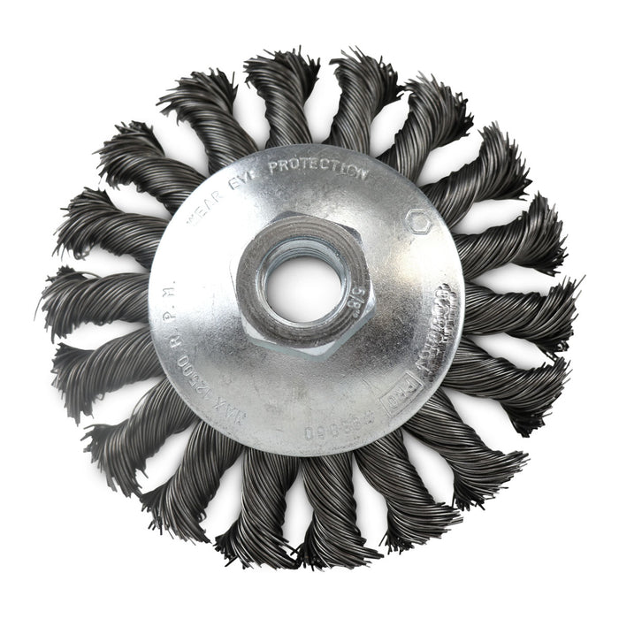 FLEXOVIT - 4"X5/8-11 .020 CARBON KNOTTED WIRE SAUCER BRUSH - C2340