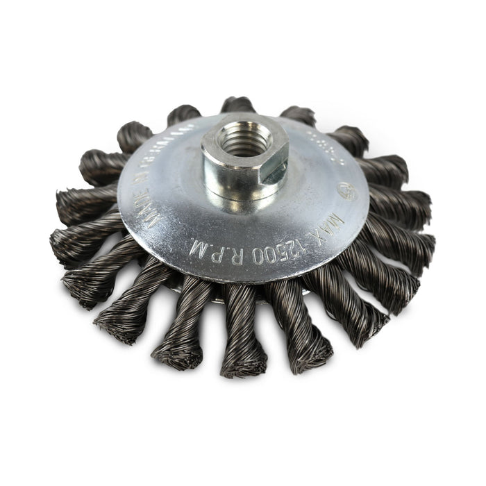 FLEXOVIT - 5"X5/8-11 .020 CARBON KNOTTED WIRE SAUCER BRUSH - C2350