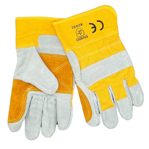 Split Cowhide Double Palm Work Gloves - Large