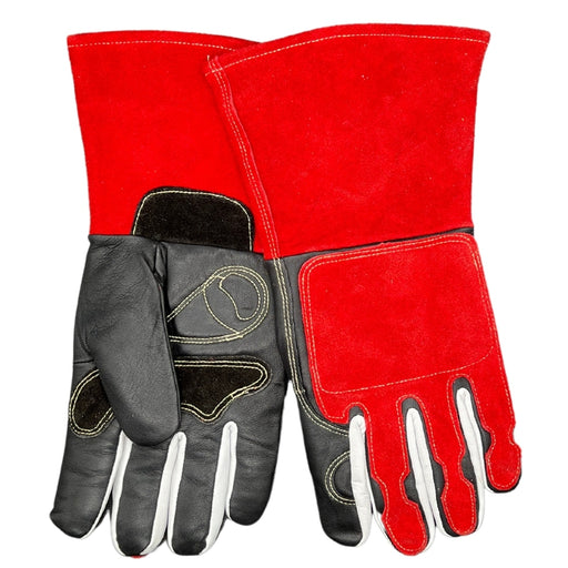 Grain Goatskin & Split Cowhide Welding Gloves w/ Palm Reinforcement - Black - Large