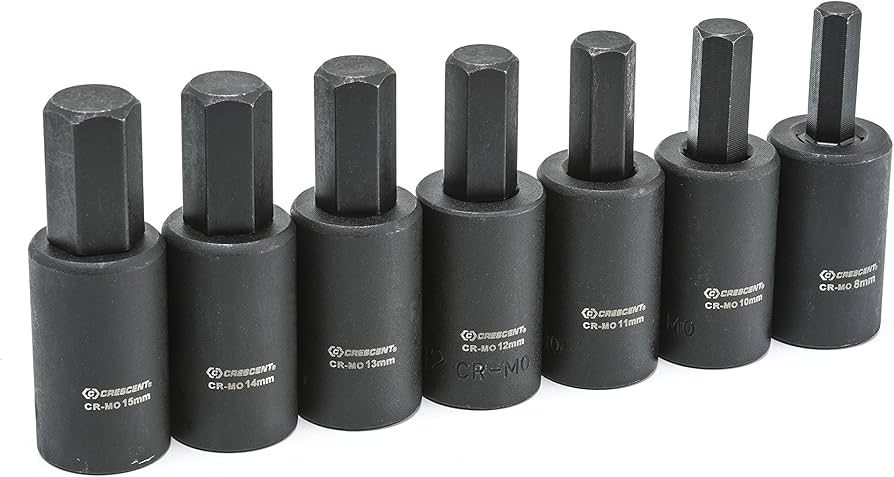 CRESCENT - 7PC 1/2DR HEX IMPACT SKT SET MM - CIMBS12