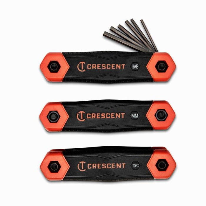 CRESCENT 3PK HEX FOLD-UP SET, SAE MM TORX - CHK3PC