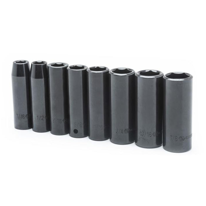 CRESCENT 8 PC,1/2" DRIVE IMP SOCKET SET,DEEP,SAE - CIMS2N
