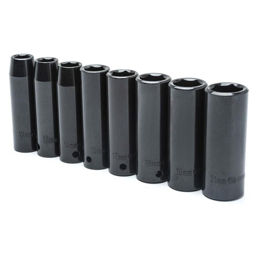 CRESCENT 8 PC,1/2" DRIVE IMP SOCKET SET,DEEP,MM - CIMS3N