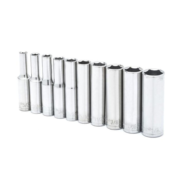 CRESCENT SOCKET SET,10PC,1/4" DRIVE,6PT,DEEP,SAE - CSAS10N