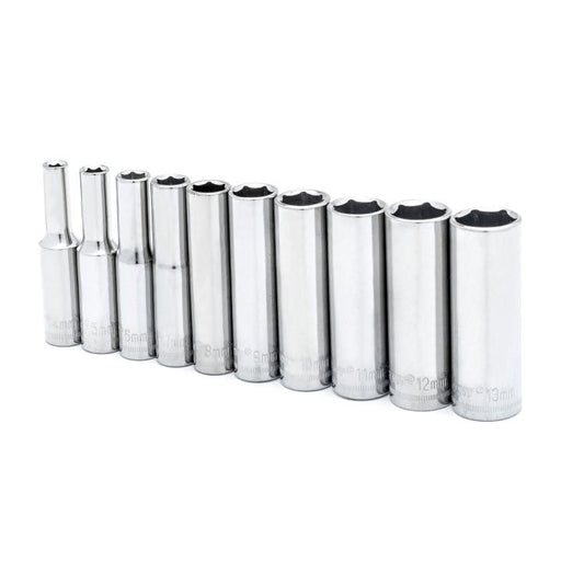 CRESCENT SOCKET SET,10PC,1/4" DRIVE,6PT,DEEP,MM - CSAS11N