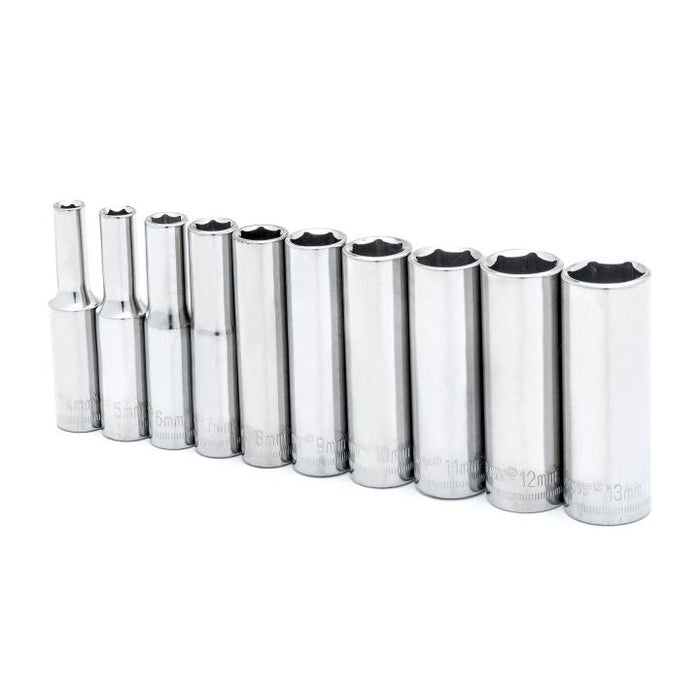 CRESCENT SOCKET SET,10PC,1/4" DRIVE,6PT,DEEP,MM - CSAS11N