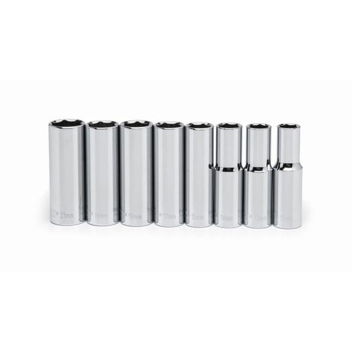 CRESCENT SOCKET SET,8PC,1/2" DRIVE,DEEP,MM - CSAS3N