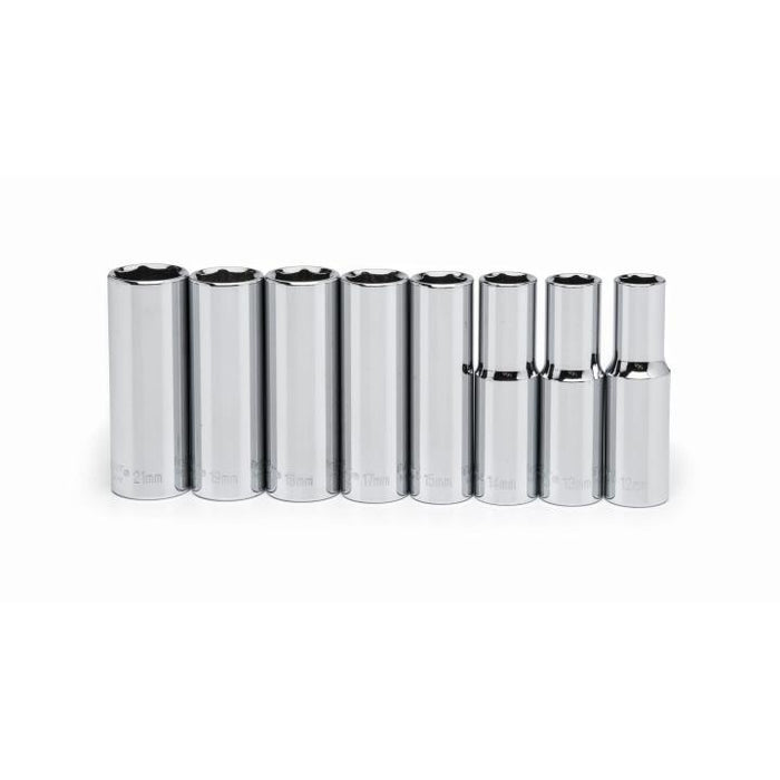 CRESCENT SOCKET SET,8PC,1/2" DRIVE,DEEP,MM - CSAS3N