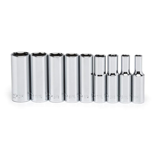 CRESCENT SOCKET SET,9PC,3/8" DRIVE,6PT,DEEP,SAE - CSAS6N