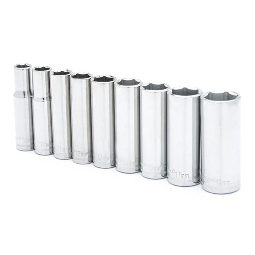 CRESCENT SOCKET SET,9PC,3/8" DRIVE,6PT,DEEP,MM - CSAS7N