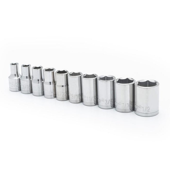 CRESCENT SOCKET SET,10PC,1/4" DRIVE,6PT,SAE - CSAS8N