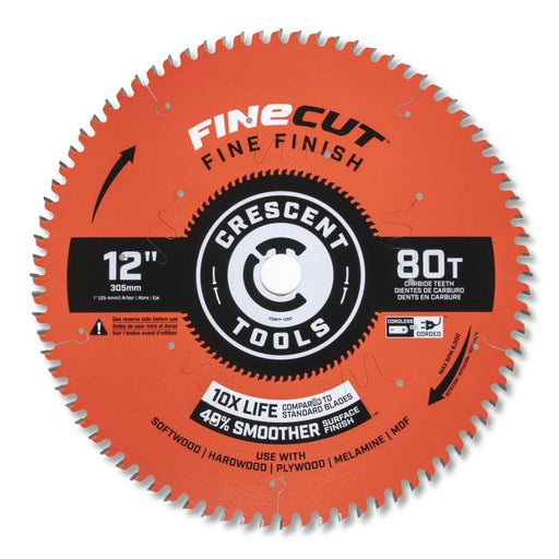 CRESCENT CRESCENT 12" 80T FINE FINISH BLADE - CSBFF-1280