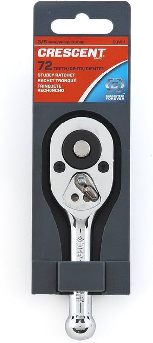 CRESCENT - 3/8" DRIVE 72-TOOTH STUBBY QUICK RELEASE TEARDROP RATCHET 4-1/2" - CRW11