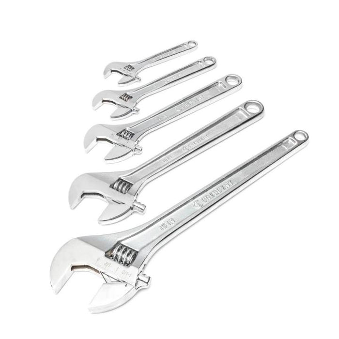 CRESCENT ADJ WRENCH SET, 6" 8" 10" 12" 15",CHROME - AC5PC