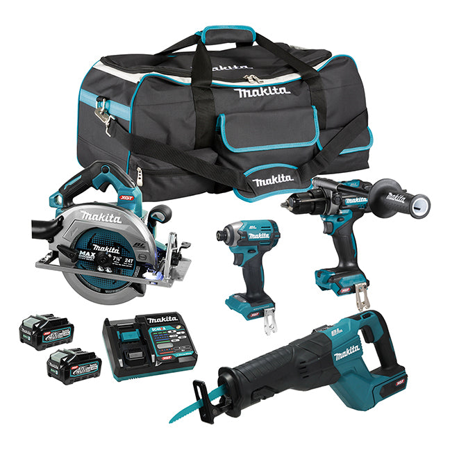 MAKITA - 40VMAX XGT BRUSHLESS 4 TOOL COMBO KIT, 4.0AH X2 - DK0215G401