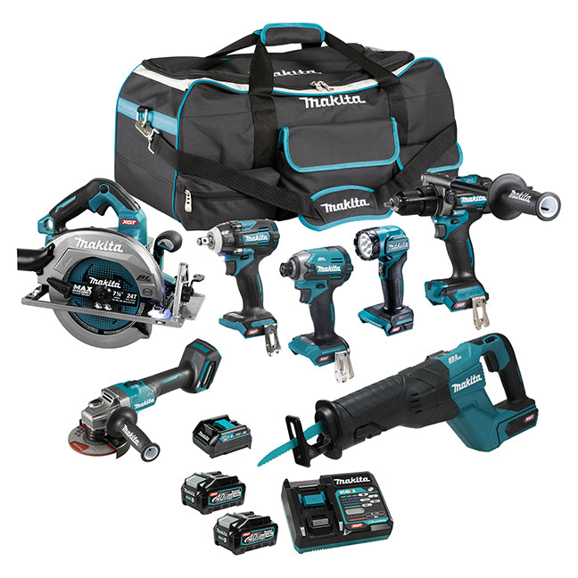 MAKITA - 40VMAX XGT BRUSHLESS 7 TOOL COMBO KIT, 4.0AH X2 - DK0216G701