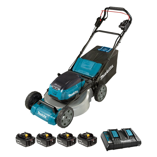 MAKITA - 36V(18VX2) LXT BRUSHLESS 21" SELF-PROPELLED LAWN MOWER, 5.0AH X4KIT - DLM536PT4