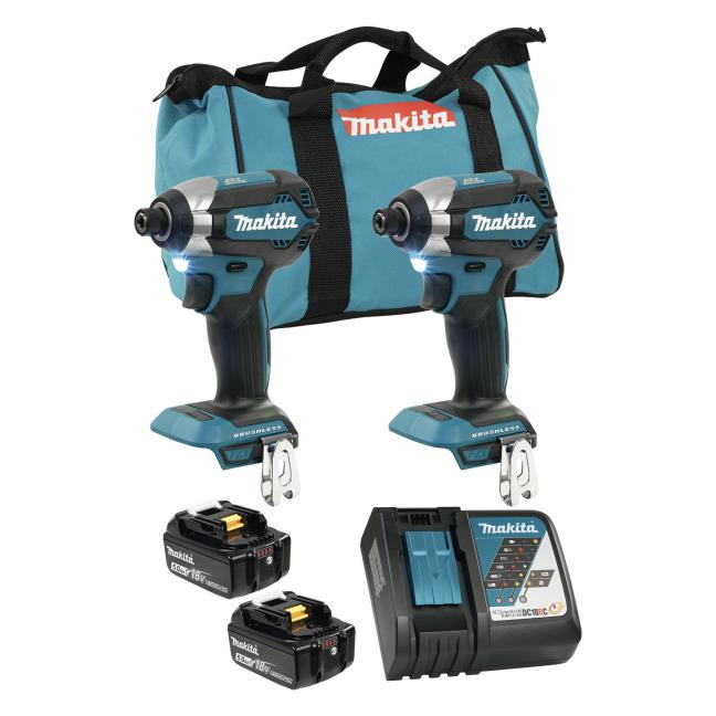 MAKITA - 18V LXT BRUSHLESS 2 TOOL COMBO KIT, 5.0AH X2 - DLX2186T