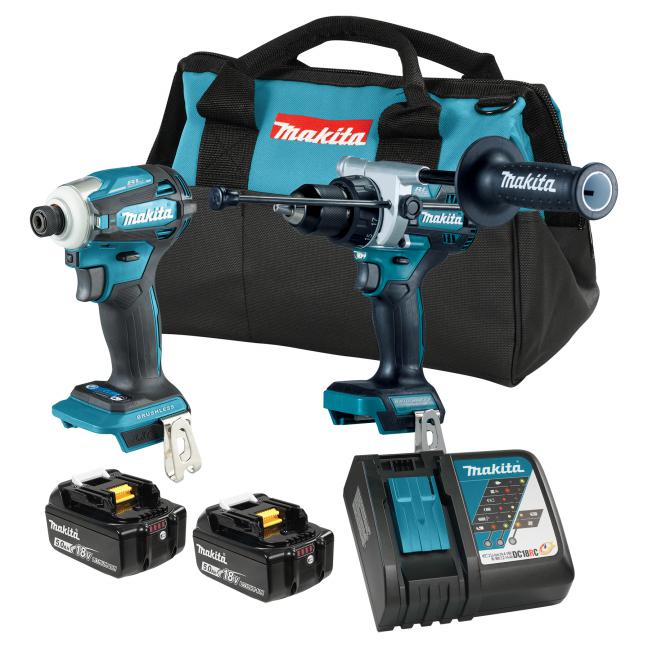 MAKITA - 18V LXT BRUSHLESS 2 TOOL COMBO KIT, 5.0AH X2 - DLX2455TX4