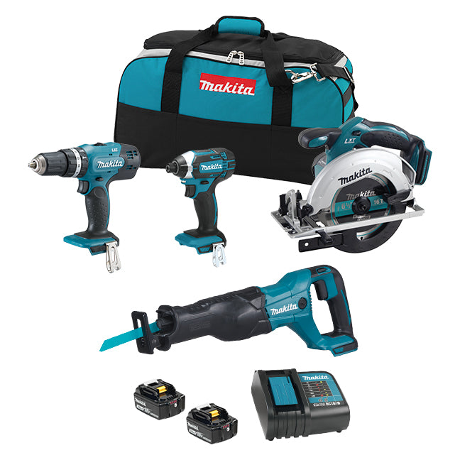 MAKITA - 18V LXT 4 TOOL COMBO KIT, 3.0AH X2 - DLX4057X1
