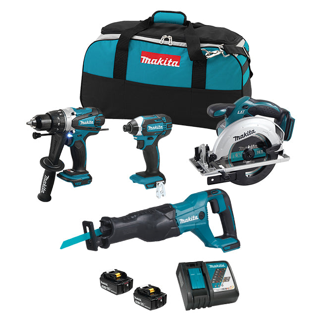 MAKITA - 18V LXT 4 TOOL COMBO KIT, 4.0AH X2 - DLX4058M